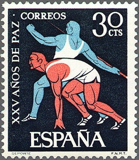 ESPAÑA 1964 1577 Sello Nuevo XXV Años de Paz Española Deportes c/charnela Espana Spain Espagne Spagna Spanje Spanien 
